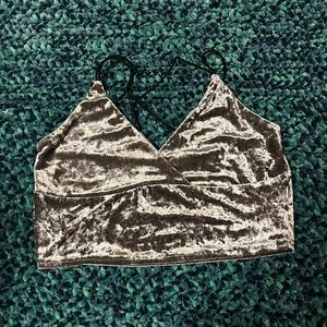 Zaful Purple Velvet Crop Top Size Large